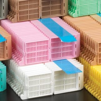 Tissue Embedding Cassettes in Taped Stack with Attached Lid - 35&deg; Writing Area