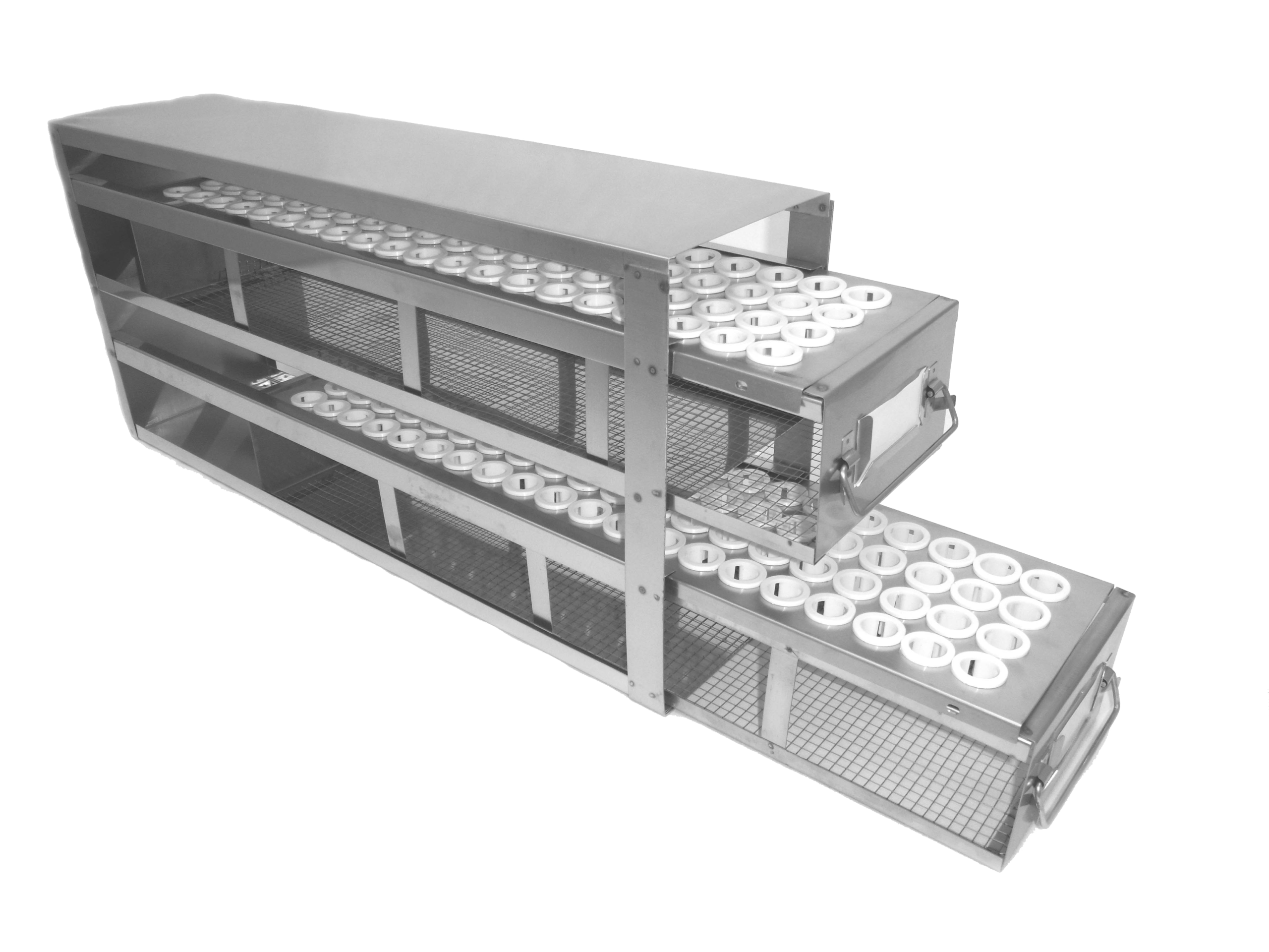 Upright Freezer Racks – Slide Drawer Type – Stainless Steel for 15ml/50ml Centrifuge Tubes - Image 5