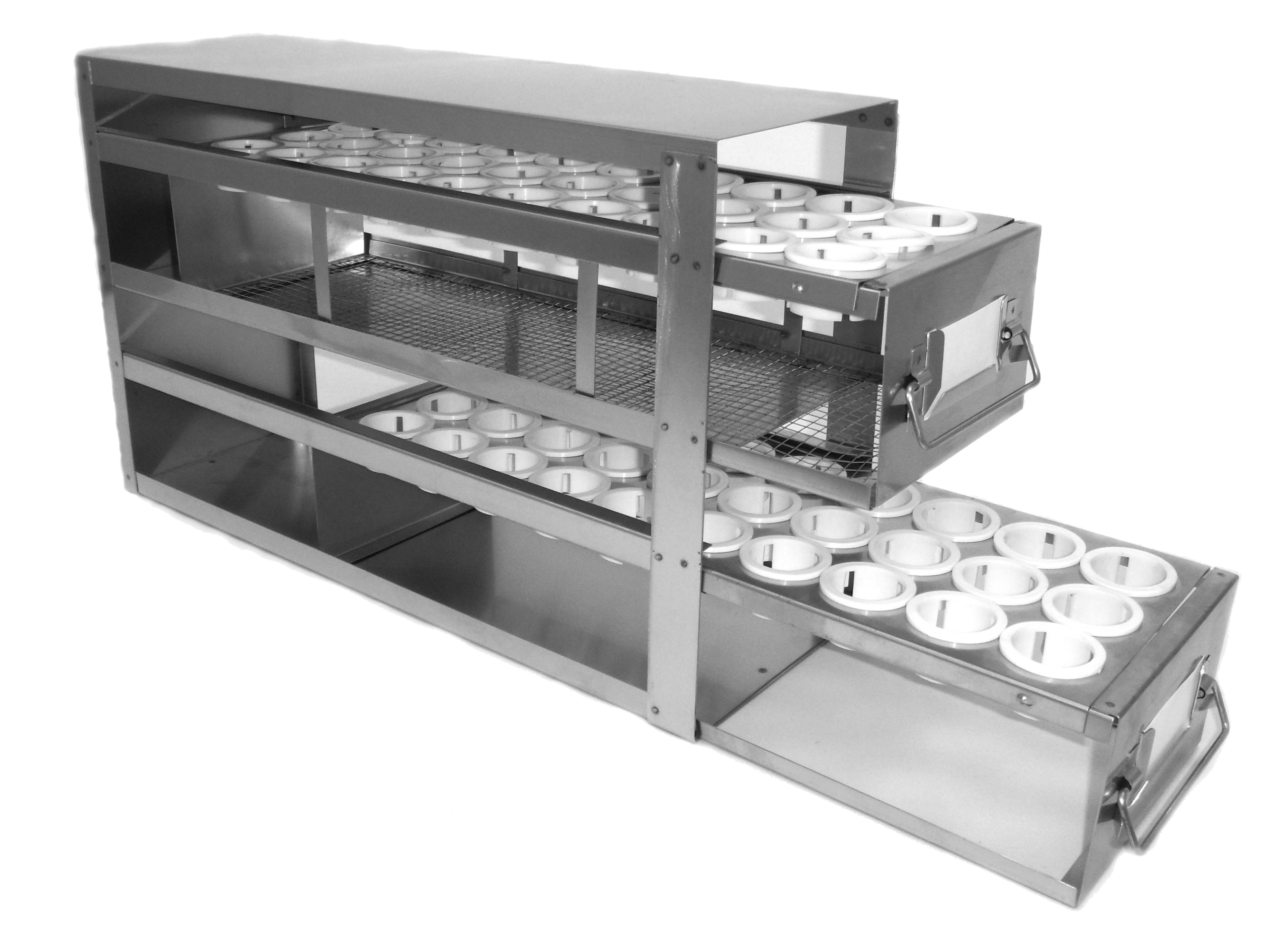Upright Freezer Racks – Slide Drawer Type – Stainless Steel for 15ml/50ml Centrifuge Tubes - Image 2